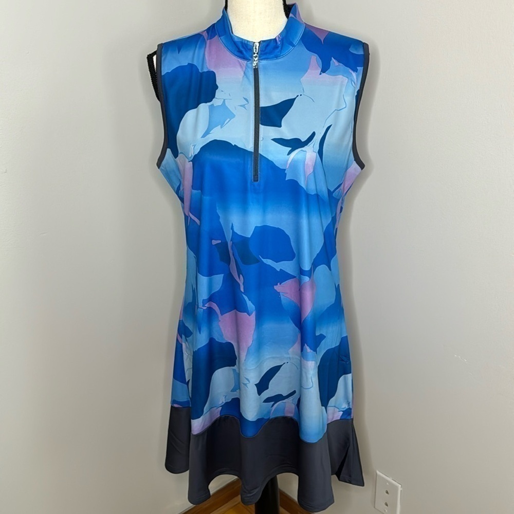 Callaway Women’s Blue/Purple Opti-Dri 1/4 Zip Knee Length Golf Dress Sz L (NWT) - Picture 2 of 9